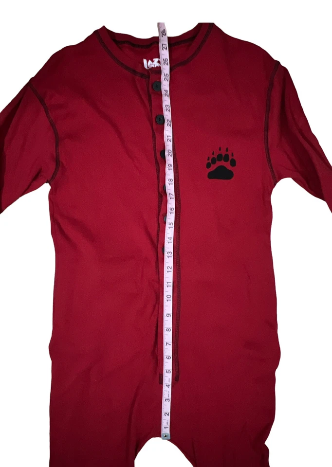 Lazy One Red And Black Check Long John pajamas Bear Bottom SM Stretch Cotton - Image 4 of 4