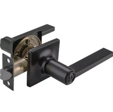Modern Straight Door Lever Keyless Interior Handle Reversible Matte Black Privac