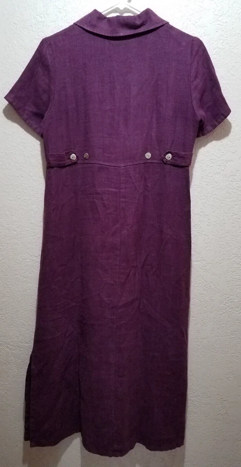 MUJERES Vestido Púrpura Largo Manga Corta Cuello Tipo Arpillera P/Mediano Foto 2 de 4