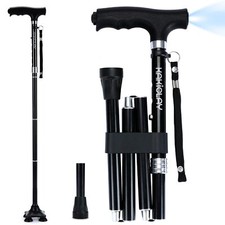 Folding Walking Cane with LED Light for Women  Men - Foldable Adjustable Col...