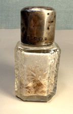 Antique Crystal And Solid Silver Perfume Bottle 7.5cm Still With Scent
