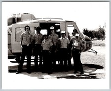 Vtg B&W Snapshot Young Men Group With Helicopter Outdoors 1970s