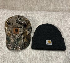 SET OF 2 YOUTH CARHARTT REALTREE CAMO HAT CAP / CARHARTT USA MADE BEANIE