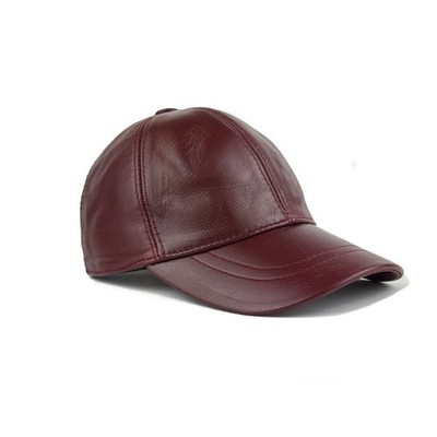 Handmade Burgundy Baseball Cap Hat   100% Genuine Leather, Limited Edition