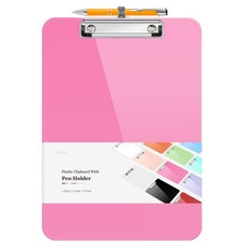 Plastic Clipboard with Pen Holder, 10 Thicker Clip Boards 8.5x11 with Low Pro...