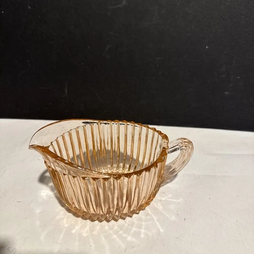 Vintage Pink Depression Glass Ribbed Creamer 1940's