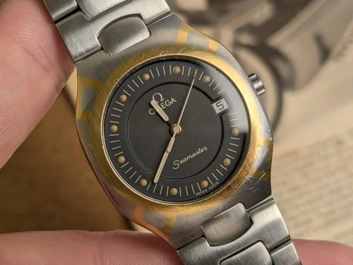 OMEGA Seamaster Polaris 396.1022 Gray Dial Date Quartz Men's Watch Vintage 31mm