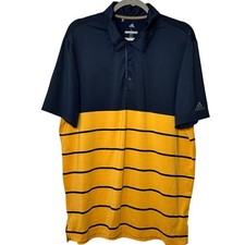 Adidas Golf Performance Polo Shirt Mens Large Blue Orange Stripe Short Sleeve