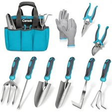 Gardening Tools, 10 Piece Heavy Duty Stainless Steel Garden Tools Set with