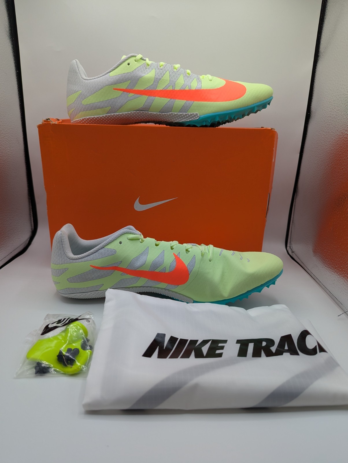 Nike Zoom Rival S9 Mens Size 14 Barely Volt/Orange Track Spikes Shoes 907564-701