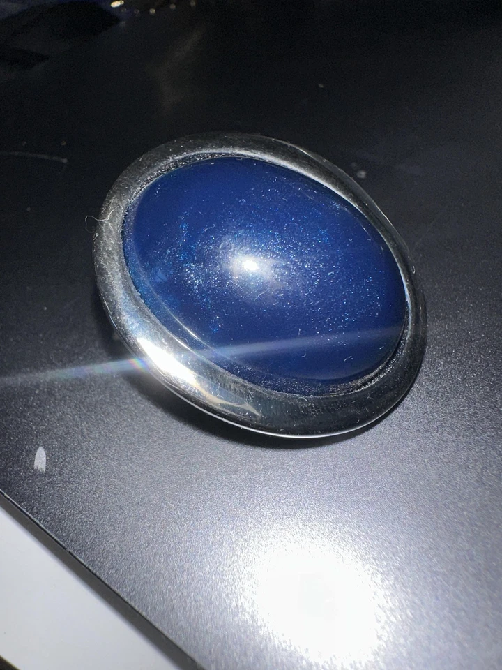 Anillo de cóctel Chico's llamativo tono plata azul cabujón cúpula ajustable nuevo con etiquetas Foto 2 de 4
