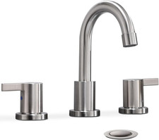 2 Handle 3 Hole 8 Inch Widespread Bathroom Faucet with Metal Pop-Up Drain, Brus