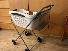 Lakeland Laundry Basket Trolley on Wheels With Peg Mesh Basket 