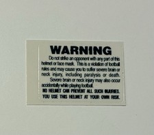 1990s Style Football Helmet Warning Label - Thin Mil - Forest Green On Clear