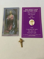 3 Vinatge Jesus Crucifix Cross  Religious Cards/Pins/pendant Mary Immaculate