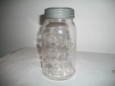 Old Jar "MASON'S PATENT NOV 30th 1858"--"F" on Base--Mixed Color on Neck + Flaws