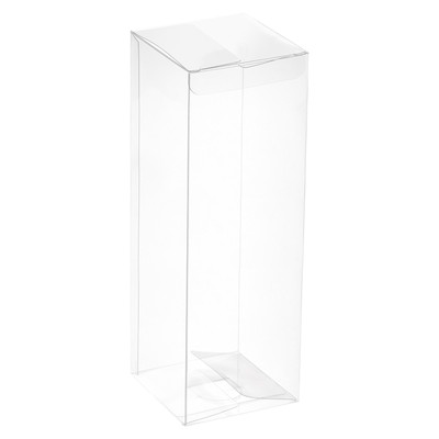 10 Stück Kunststoff Einzelhandelsboxen 70 mm x 70 mm x 200 mm mit Schutzfolie transparent