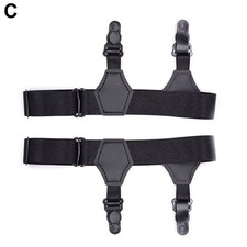 A Pair Men'S Black Sock Garters Belt Adjustable Elastic Sock Suspenders Braces H