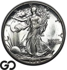 1938-D Walking Liberty Half Dollar, Premium Quality GEM BU++ Lustrous Key Date!