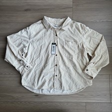 Camisa para mujer Alpine Design X-Large de pana manga larga Morning Haze crema nueva con etiquetas