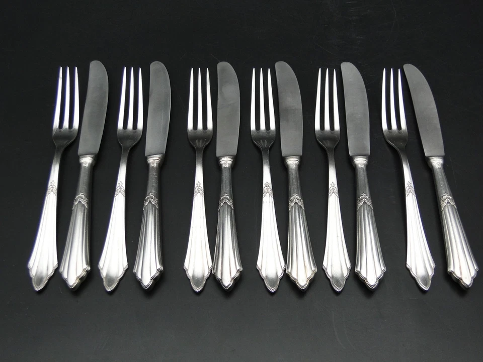 WMF Obstbesteck Fächermuster Modell 900 versilbert Jugendstil 12-teilig - Image 4 of 4