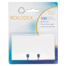 Rolodex Plain Unruled Refill Card 2 1/4 x 4 White 100 Cards/Pack 67558