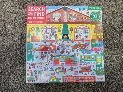 Mudpuppy Winter Chalet Search & Find 500 Pc Puzzle New Free Ship Add l