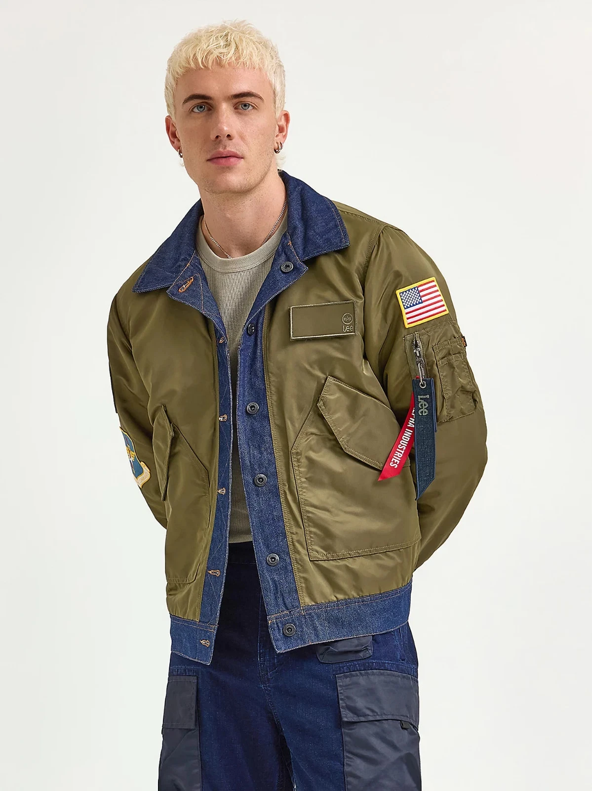 Alpha Industries x Lee Reversible Men's Denim Military Rider Jacket $250 NEW M