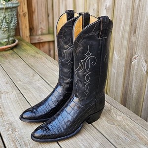 Justin • American Alligator Belly • Men’s 8 D • Vintage Exotic Cowboy Boots Justin vintage alligator cowboy - Gem main image 4