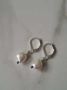 Tami's Jewelry Silver Earrings with White Baroque Pearls