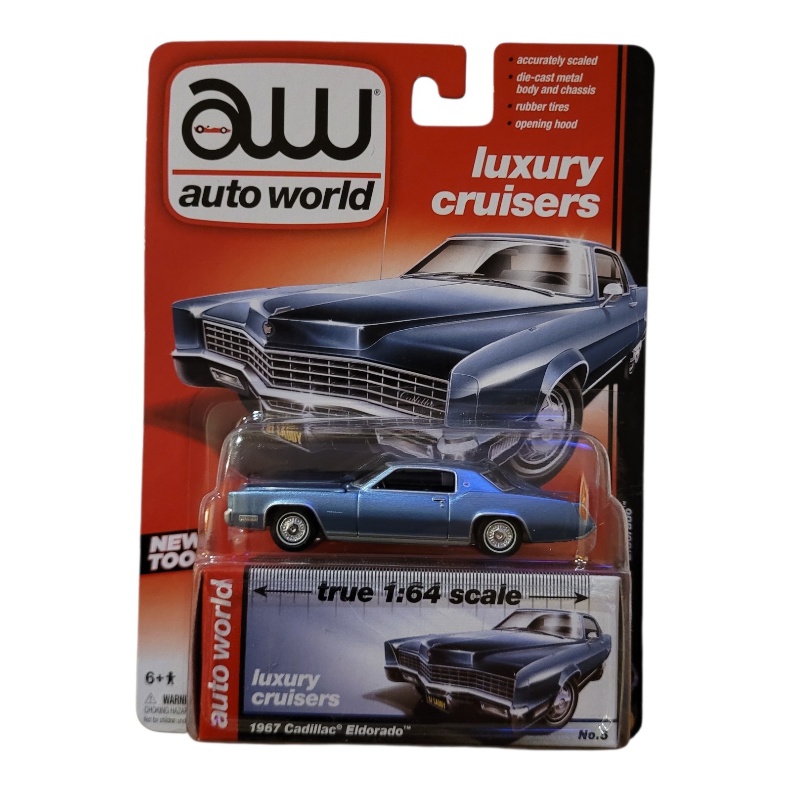 Auto World Luxury Cruisers 1967 Cadillac Eldorado 1:64 Die Cast No 5 Blue  