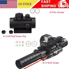 3-9X32 Dual Illuminated Optics with R&G Dot Sight+Green Laser/1x30 Red Green Dot