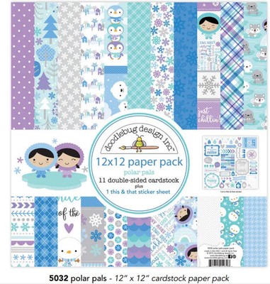 Doodlebug Paper Pad Karten Scrapbooking 12x12 Polar Pals Scrap