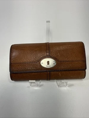 Fossil Maddox Wallet Mustard Yellow Alligator Leather Trifold Clutch Organizer - Bild 1 von 4