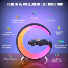 Bluetooth Speaker LED Alarm Clock.RGB Colorful Atmosphere Night Light Lamp