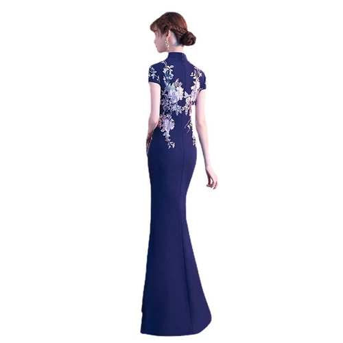 Damen Abendkleid Fischschwanz Chor Kleid Bankett Chinesisch Cheongsam Kleid - Bild 6 von 23
