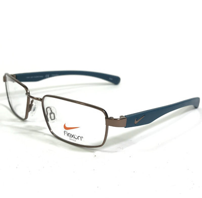 Nike Eyeglasses Frames with Flexon 4633 247 Brown Blue Rectangular 49-16-130