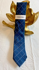 Calvin Klein Men's Silk Blend Tie  Blue  Plaid  NEW MSRP: 69.50