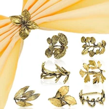 8 Pieces Herb Napkin Rings Set Vintage Leaf Holders Glossy As Shown 