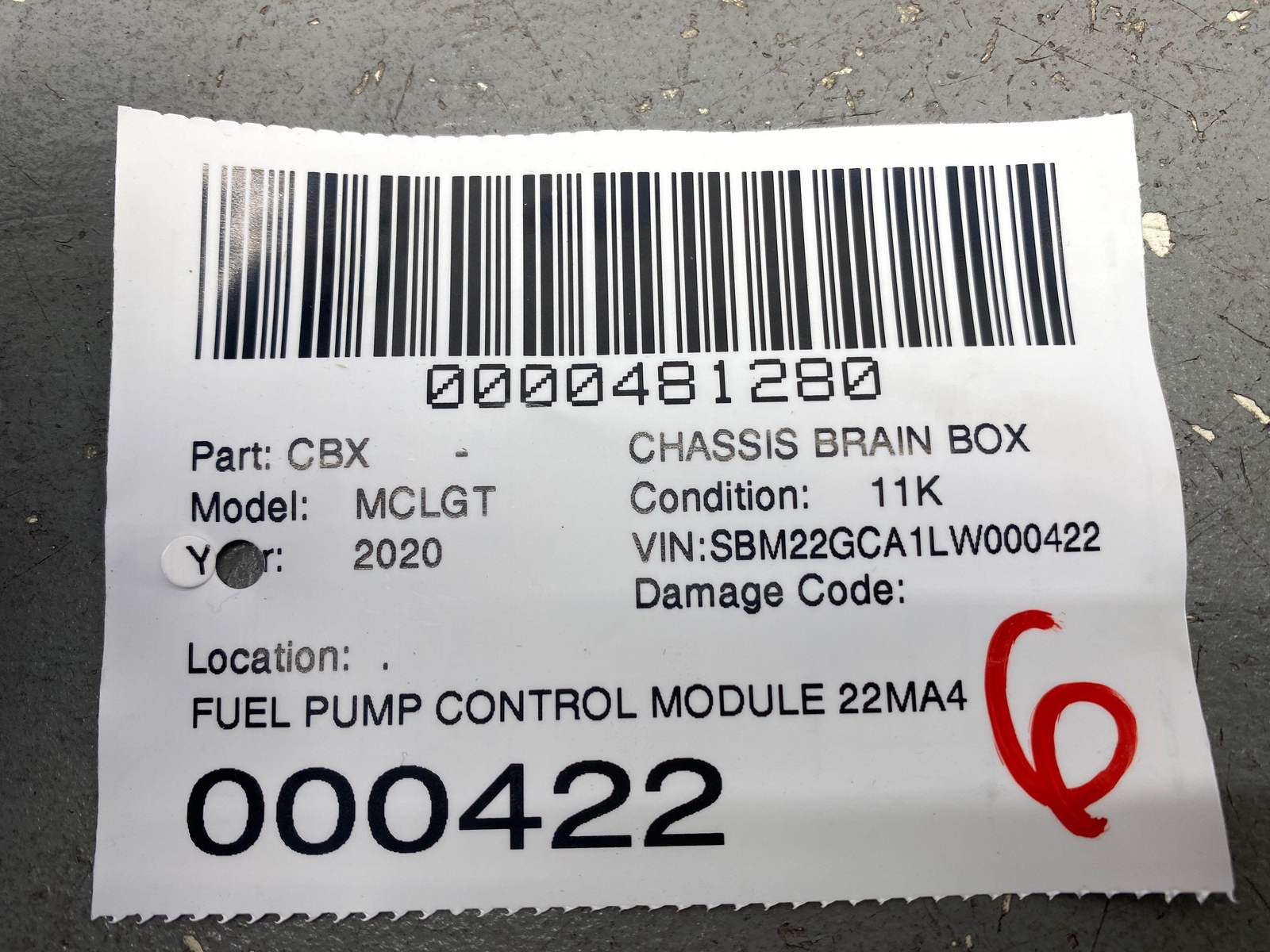 2020-2023 MCLAREN GT FUEL PUMP CONTROL MODULE 22MA484GP OEM 2021 2022