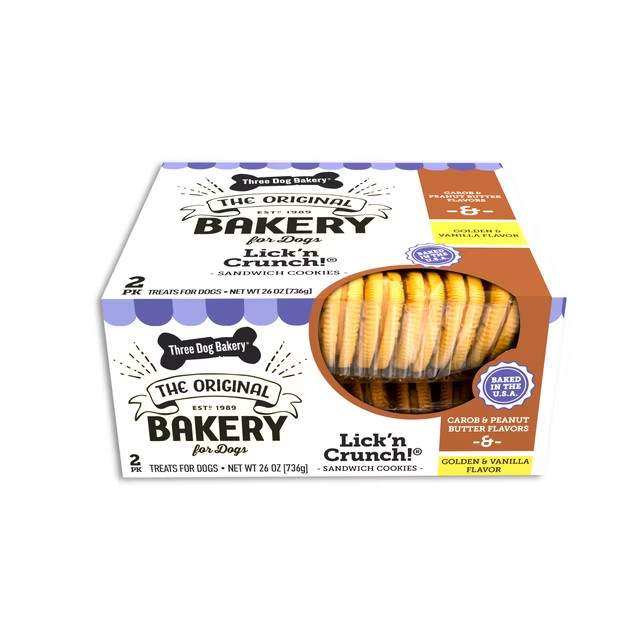 Three Dog Bakery Lick'n Crunch Carob & Peanut Butter/Golden & Vanilla, Dog treat