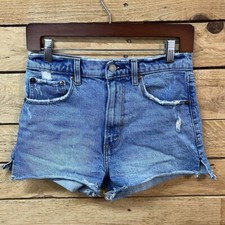 Abercrombie Fitch Mom Jean Shorts Size 26/2 High Rise Denim Cutoff Blue