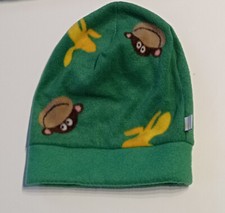 Beanie-Mütze Fleece grün Äffchen Gr. 3-5 Jahre 104-128 Unisex handmade