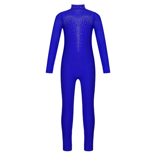 Girls Long Sleeve Full Body Unitard Gymnastics Jumpsuit One Piece Dance Catsuit - Picture 16 of 58