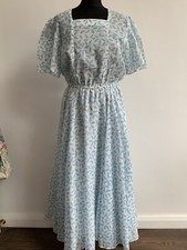 Vtg 60s 70s Tricoville Gold Label Minaxi Cotton Floral Print Floaty Dress - 12