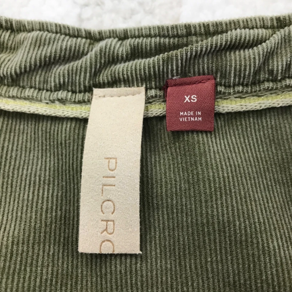Pilcro Anthropologie Corduroy Dress Size XS Green Aline Tiered V Neck Cottage - Image 3 of 4