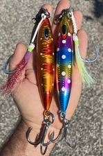 2 500g BLUEFIN TUNA Bomb JIGS - Red Orange - Rainbow Eddie Bomb  Bft Nighttime