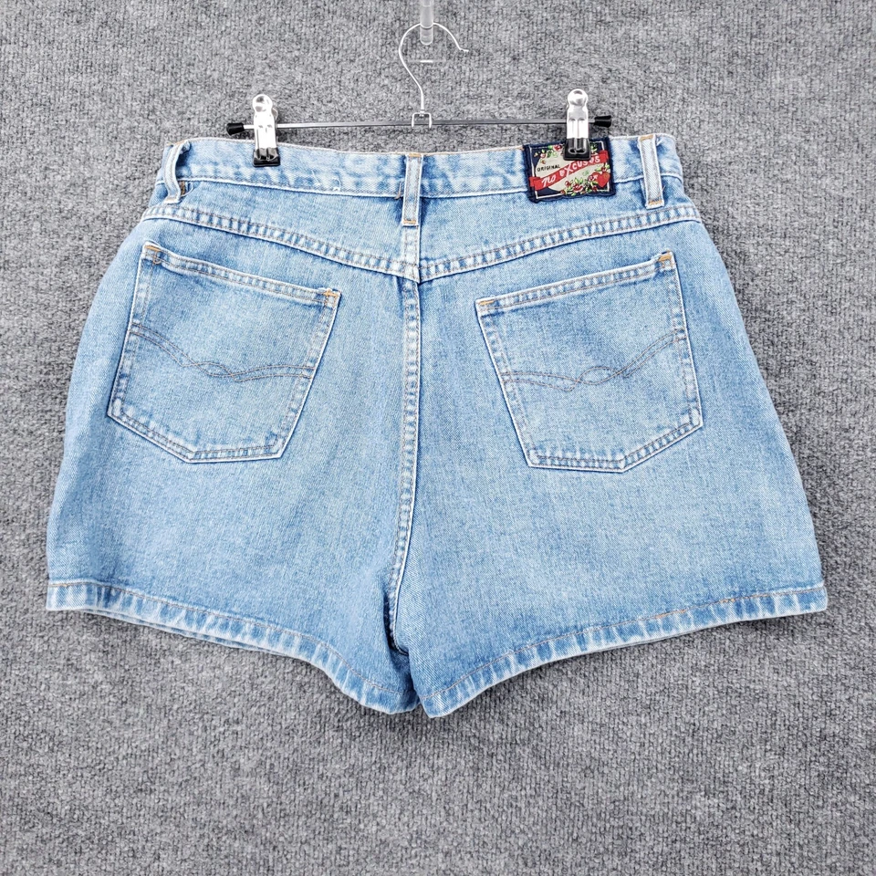 VINTAGE No Excuses Shorts Womens 15 16 Blue Mom High Rise Embroidered Denim Jean - Image 2 of 4