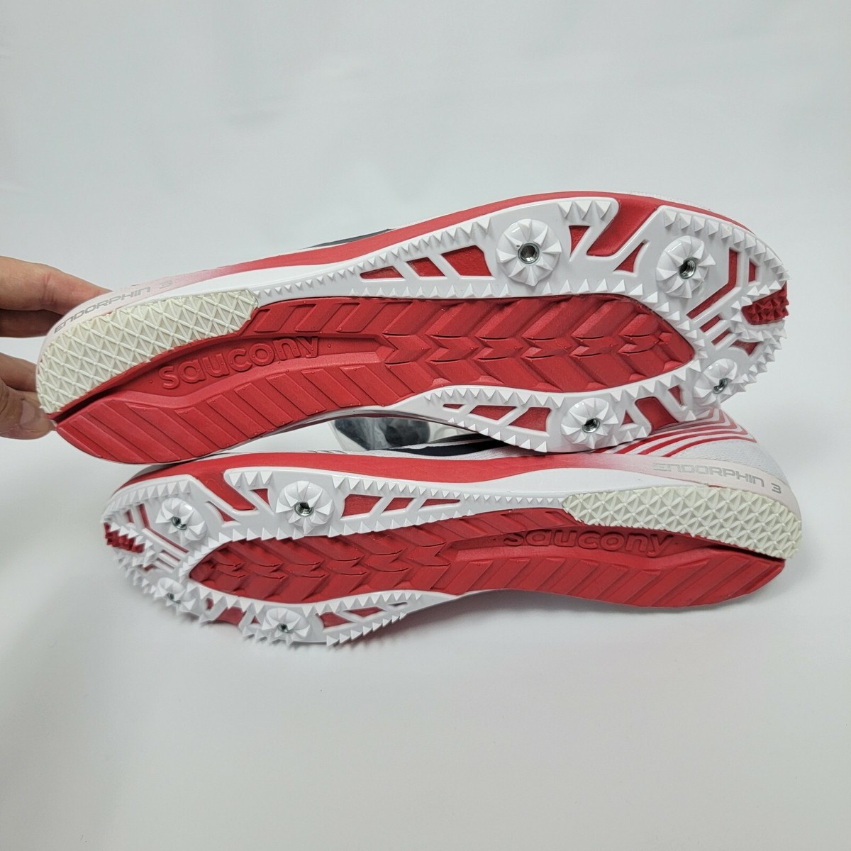 Saucony Mens Endorphin 3 White/Vizi Red Running Lightest  display picture 2