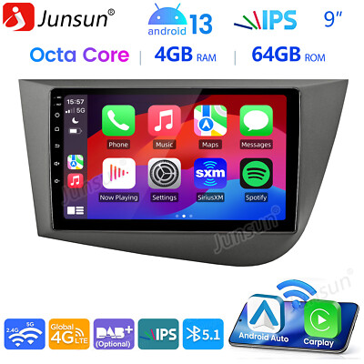 9'' Carplay Android 13 DAB+ Autoradio GPS Für Seat Leon 2005-2012 WIFI SWC 4G+64G